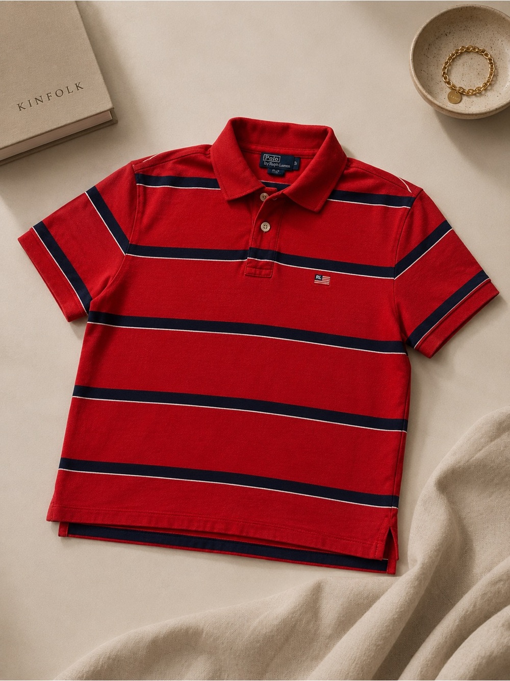 Polo by Ralph Lauren Red Polo with Navy and White Stripes